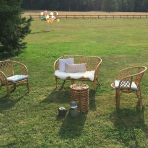 Location décoration salon rotin